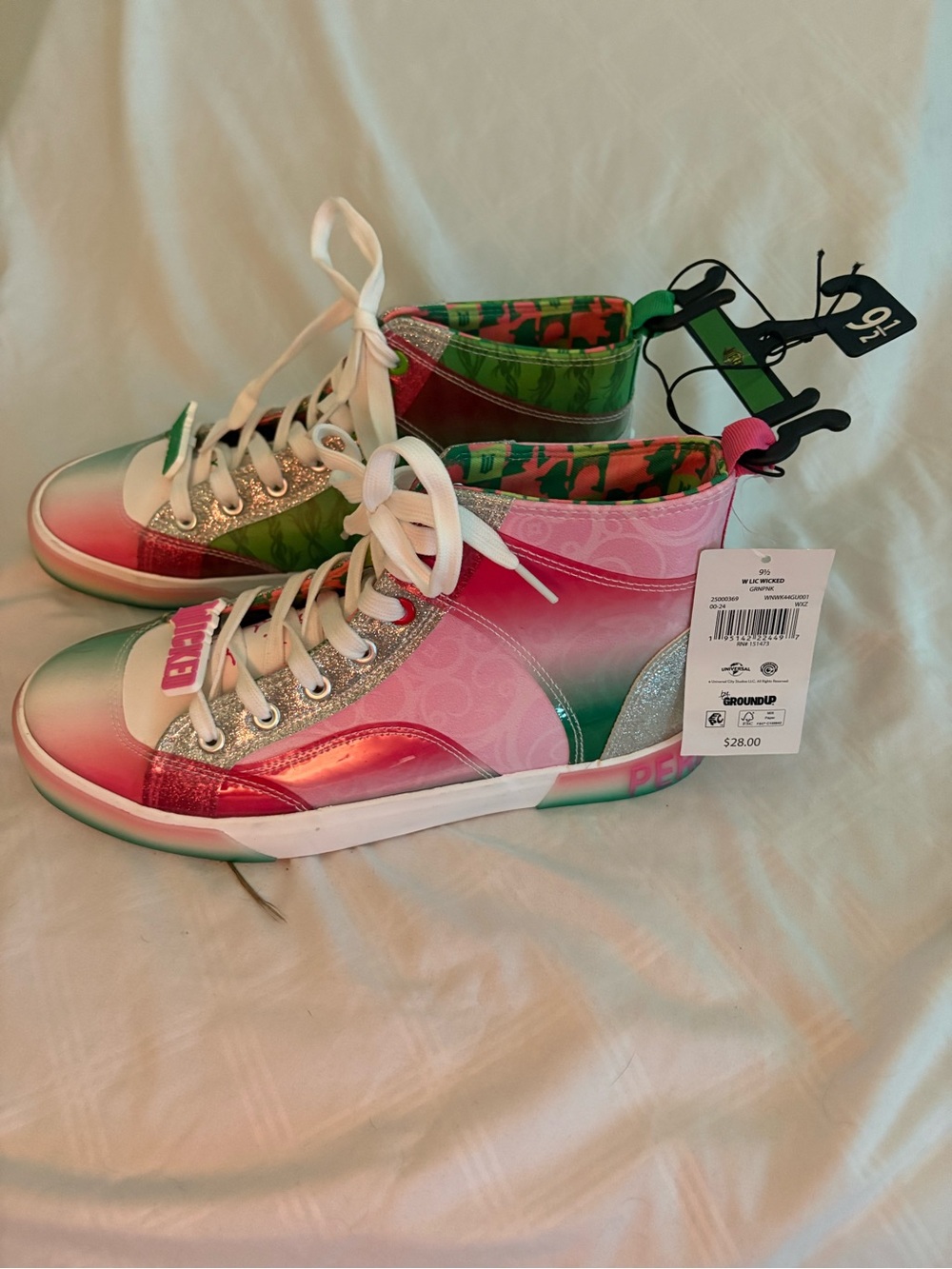 Wicked Women's Gradient Pink & Green High-Top Sneakers with Metallic Trim